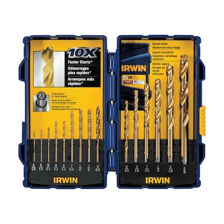 Irwin Irwin High Speed Steel Drill Bit Set Straight Shank 15 pc 4935607